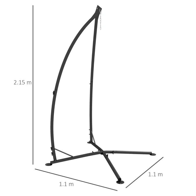 Black Metal Hammock Chair Stand with Chain – Durable Frame for Indoor & Outdoor Use