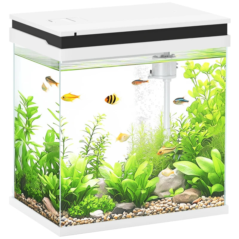 White Glass Fish Tank 14L w/ Filter & Pump