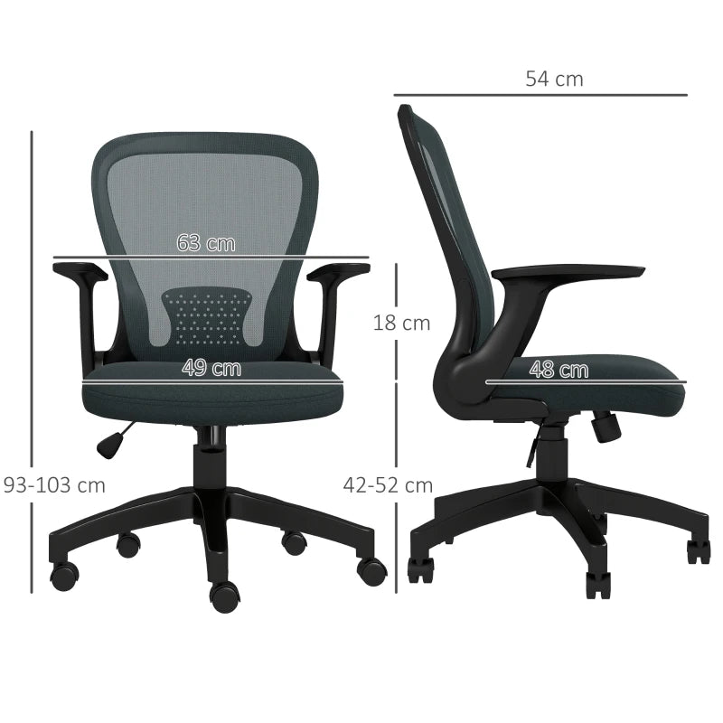 Grey Office Chair with Lumbar Support & Wheels