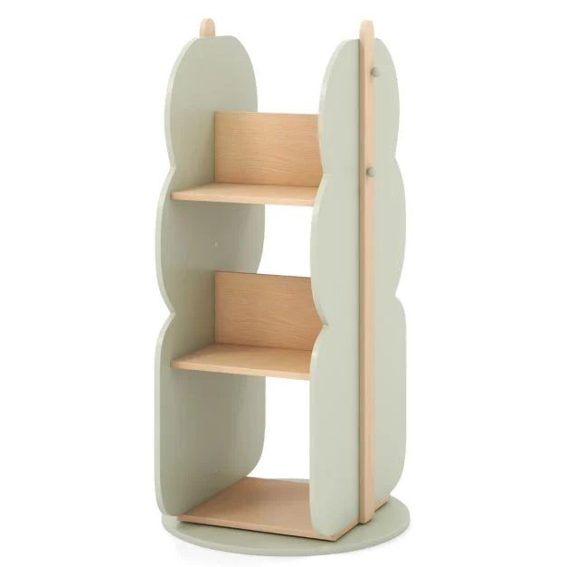 Corner Book Shelf with 360° Display and Side Hooks for Small Spaces