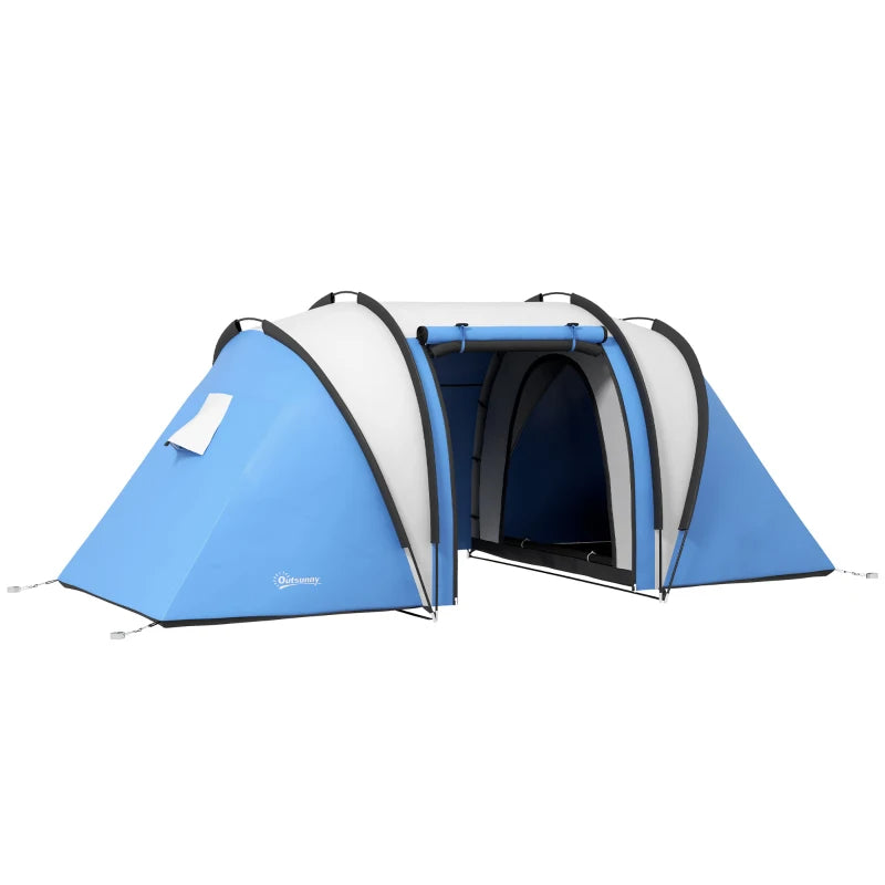 Blue Two-Man Camping Tent with Living Area