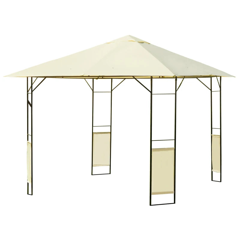 Cream Patio Garden Gazebo Marquee with Steel Frame and Water Resistant Canopy, 3x3m
