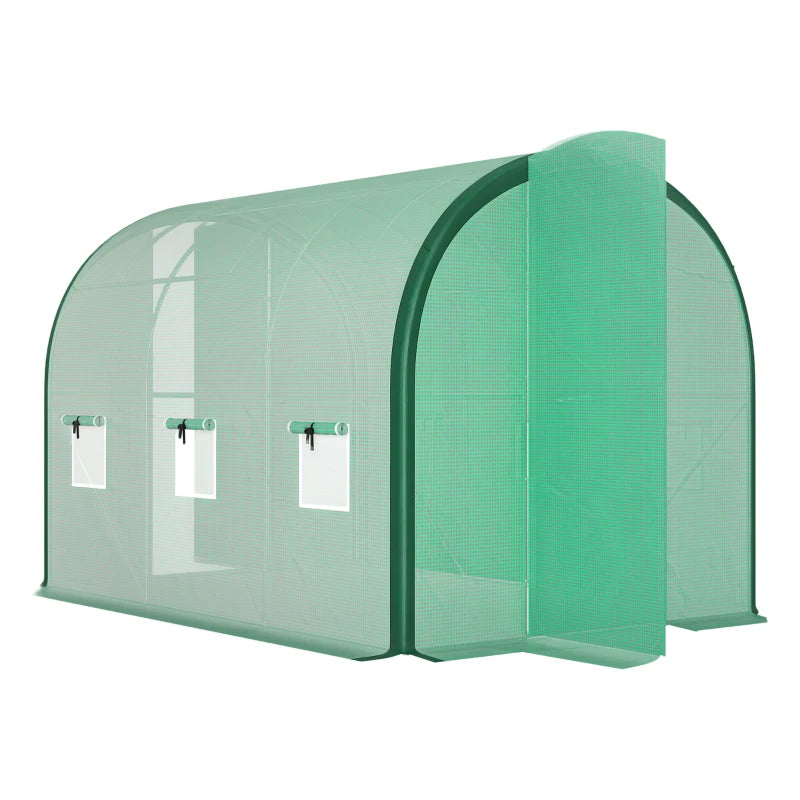 Durable Polytunnel Greenhouse with Windows & Doors Weather-Resistant Garden Tunnel, Green (3x2m)
