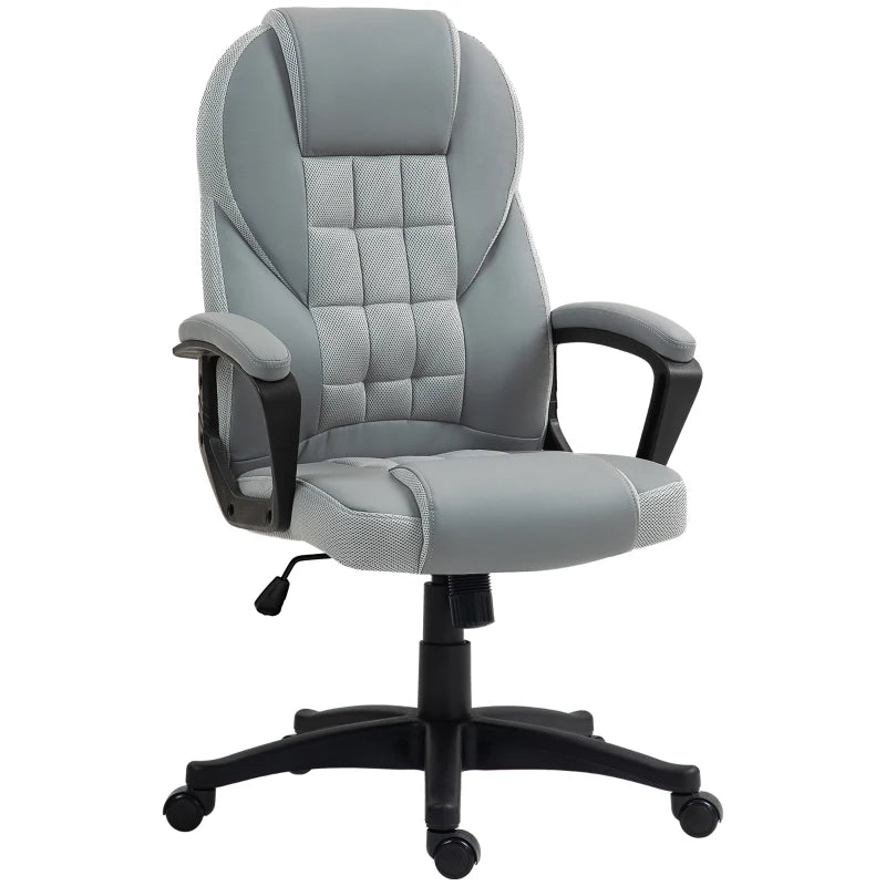 Grey Faux Leather Office Chair – Adjustable & Swivel