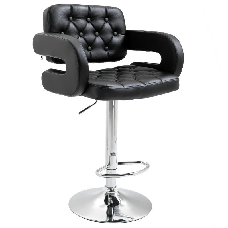 Swivel Bar Stool PU Leather, Adjustable Height, Armrest & Back