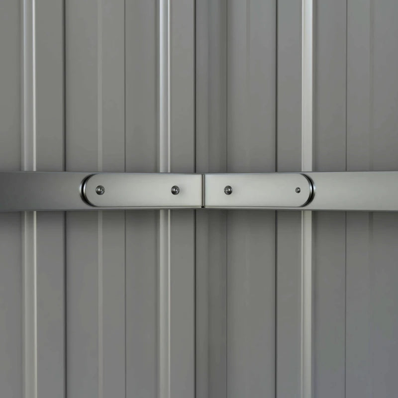 Large 11x5.6ft Metal Garden Storage Shed, Lockable Outdoor Tool Shed in Grey Steel