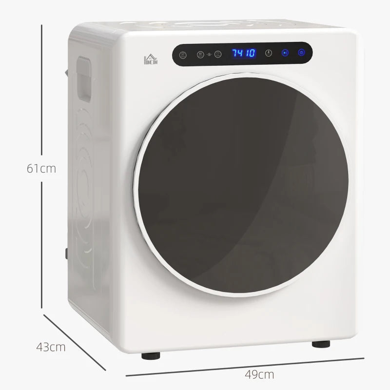 White 4kg Tumble Dryer, 40-60°C, Compact & Portable Solution