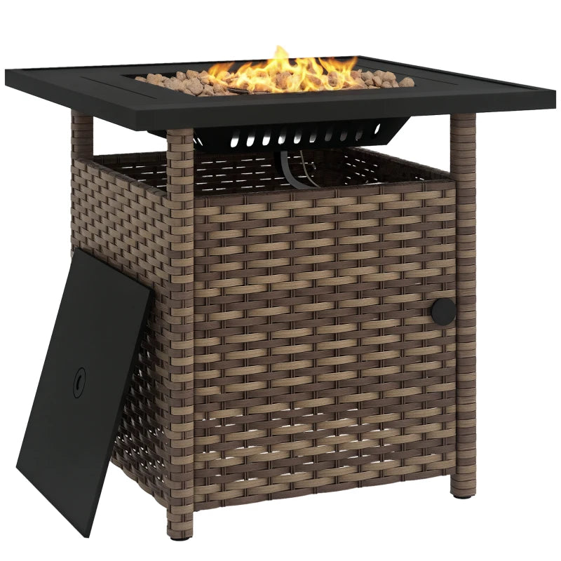 Durable Brown Fire Pit Table with 50,000 BTU Heat and Cover, 72.5x72.5cm