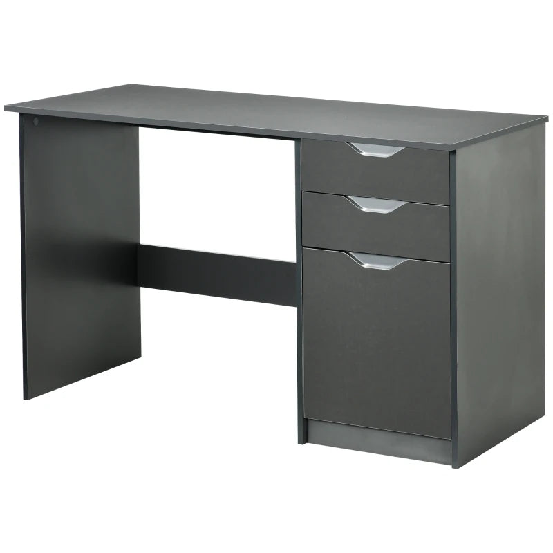 Office Desk – High Gloss Grey Computer Desk with Storage & Drawers, 120cm
