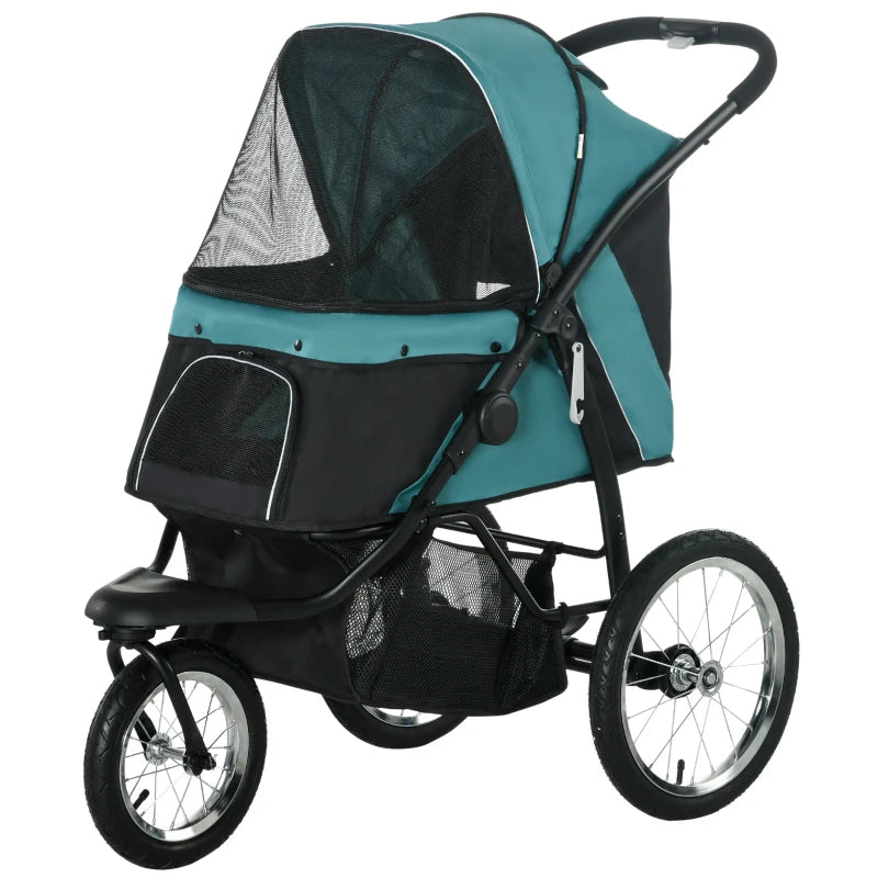 Foldable Pet Jogger Stroller with Canopy – Green