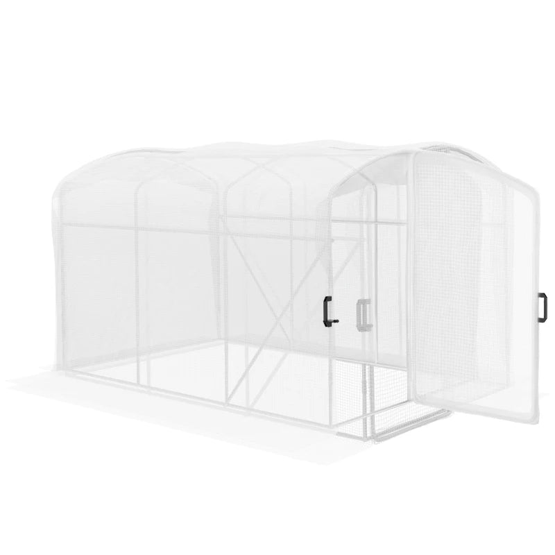 Walk-In Polytunnel Greenhouse with UV-Resistant PE Cover & Steel Frame – 2 x 2 x 2 m, White