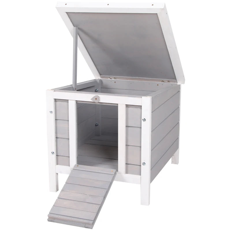 Wooden Bunny Cage & Hideaway House 51x42x43cm, Grey Outdoor