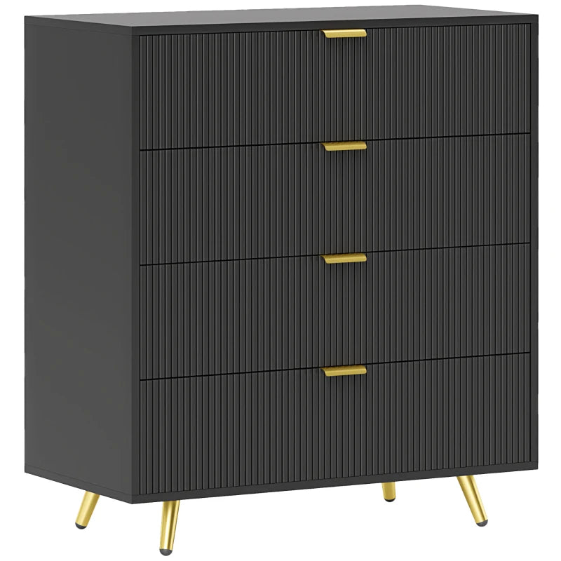 Elegant Black Table – 4 Drawers for Bedroom or Living Room