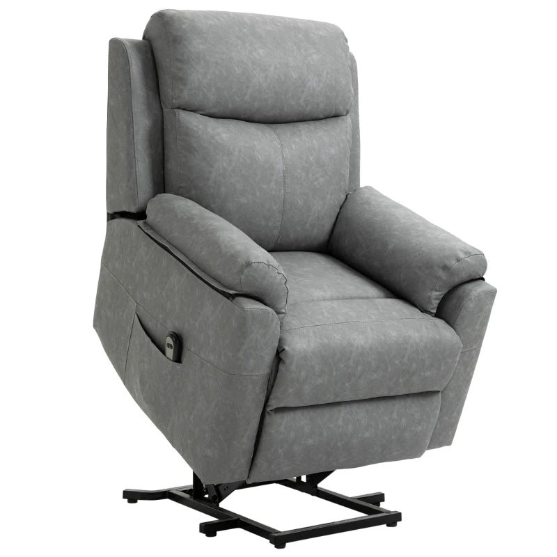 70° Electric Riser Chair – Reclining Faux Leather Armchair, Grey