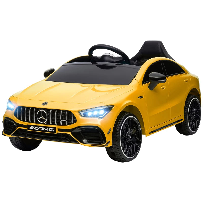 12V Ride-On Kids Car with Remote, Lights, Music & Suspension – Licensed Model, Yellow