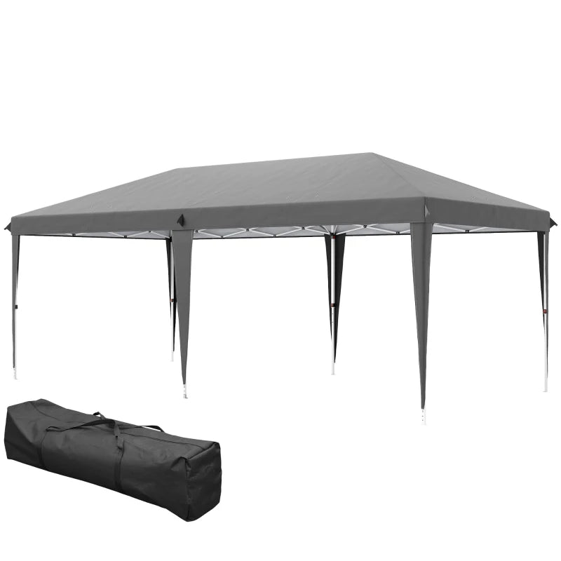 Steel Frame Pop-Up Gazebo in Grey – Reliable Outdoor Shade Solution, 6 x 3m