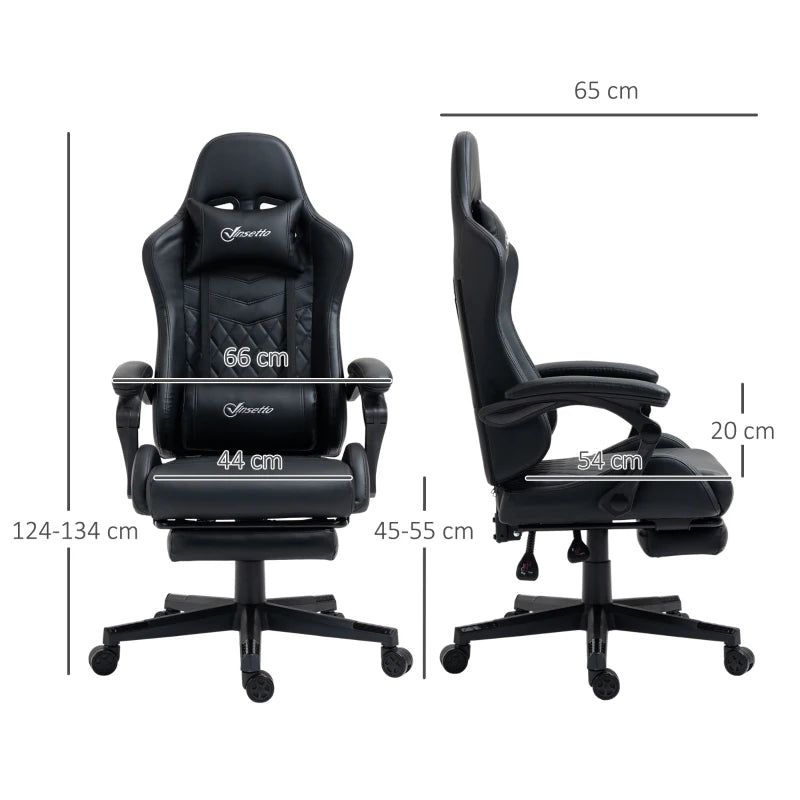 Black Gaming Chair with Footrest & Lumbar Support