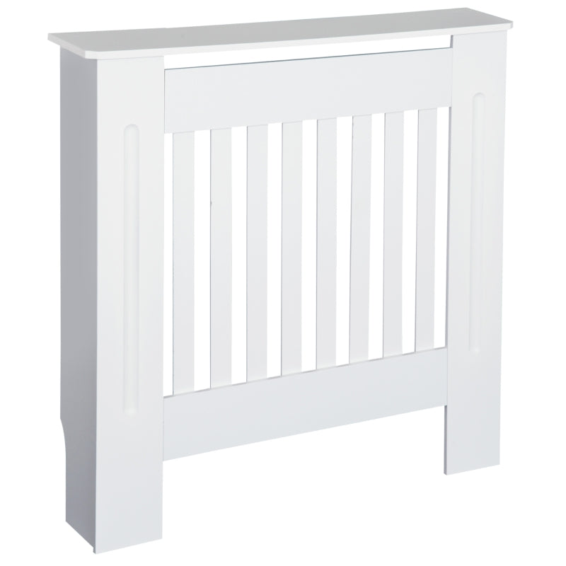 Slatted Radiator Cover Cabinet in White, MDF Lined Grill, 78x19x81 cm