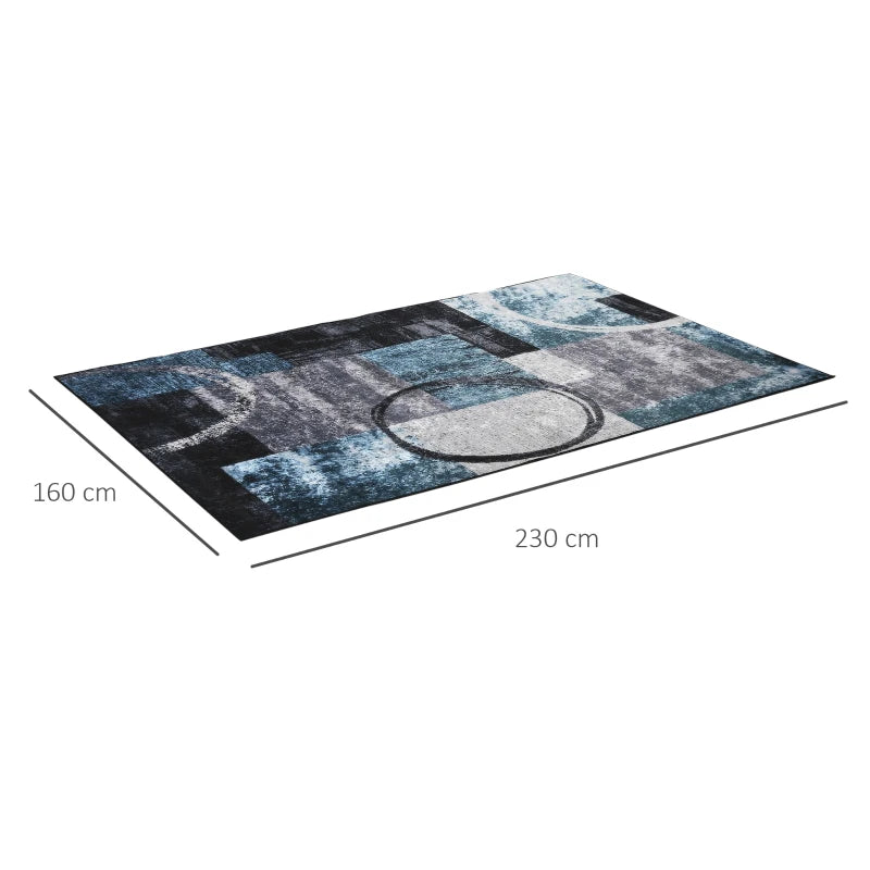 160x230cm Blue Geometric Area Rug – Modern Carpet for Any Room