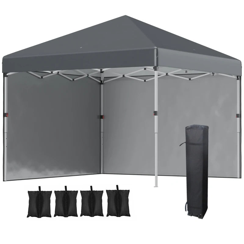 Dark Grey Party Gazebo with Sidewalls, Wheeled Bag & Leg Weights Included 3x3M