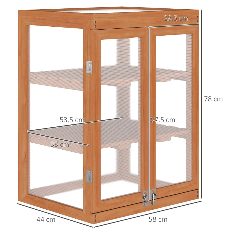 Wooden 3-Tier Cold Frame Greenhouse with Shelves, Polycarbonate Panels, Orange For Balcony