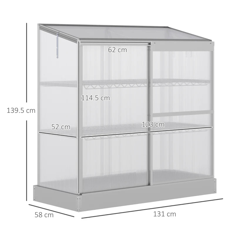 3-Tier Outdoor Greenhouse with Sliding Door – Cold Frame for Plants, Openable Roof, Clear