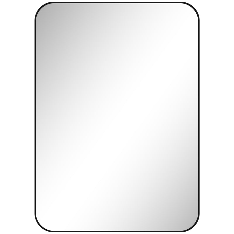 Curved Edge Bathroom Mirror, 70x50cm, Sleek Black Finish