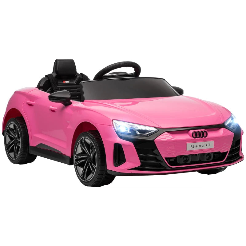 Licensed Audi 12V Kids Ride-On with Remote, Suspension, Lights, Music – Pink