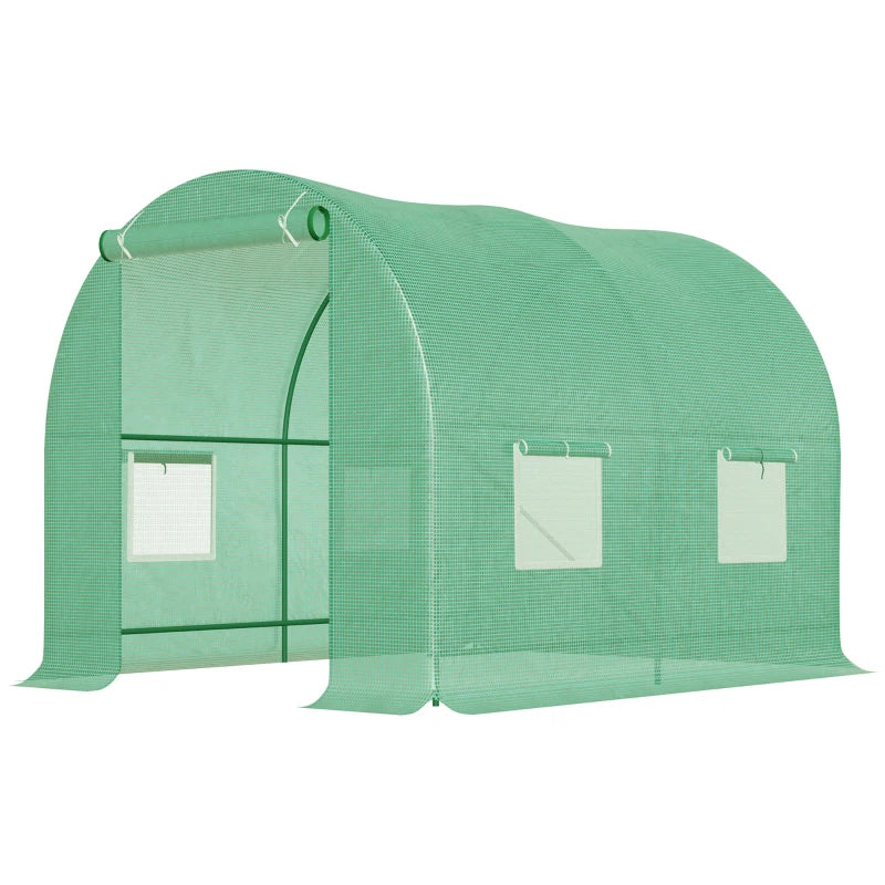 Polytunnel Greenhouse with Door and Windows for Garden and Backyard 245x200 cm
