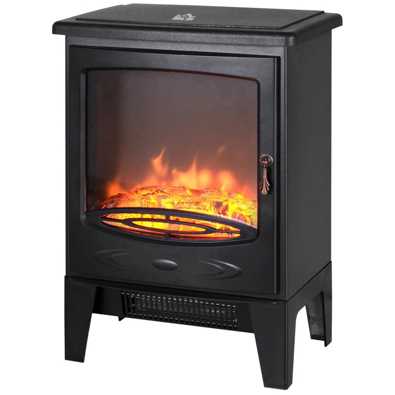 Freestanding Log Burner with Flame Effect, Glass Front, 950W/1850W