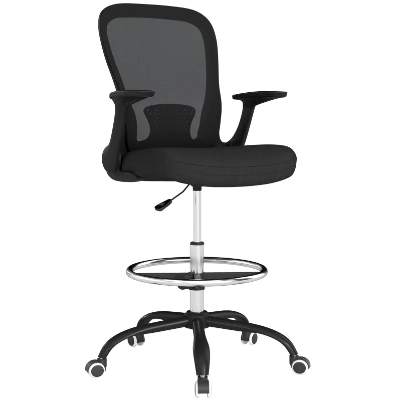 Mesh Drafting Chair – Adjustable Foot Ring & Flip Armrests