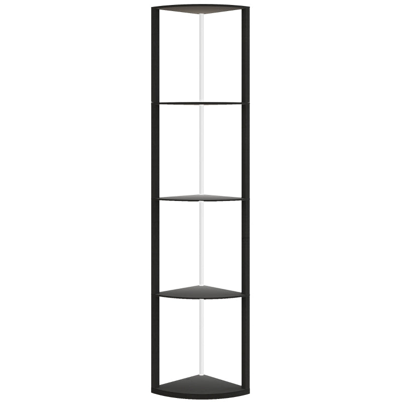 RGB LED Standing Lamp with Shelves, Adjustable Brightness – Black