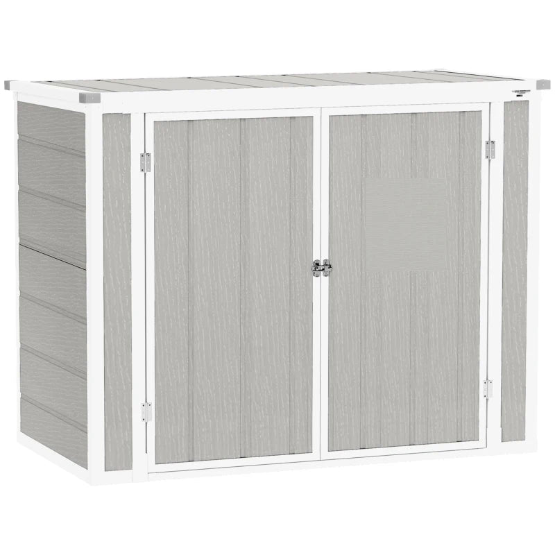 Outdoor Lockable Storage Shed for Trash Bins & Tools, Openable Lid, Light Grey, 4.7x2.5FT