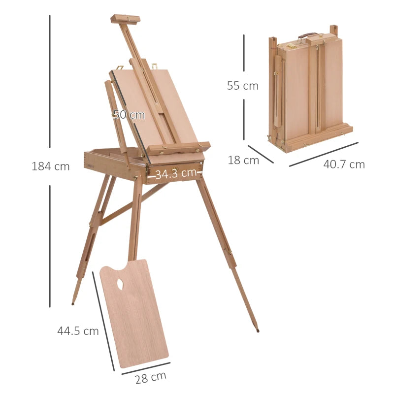 Folding Artist Easel - Lightweight Natural Wood