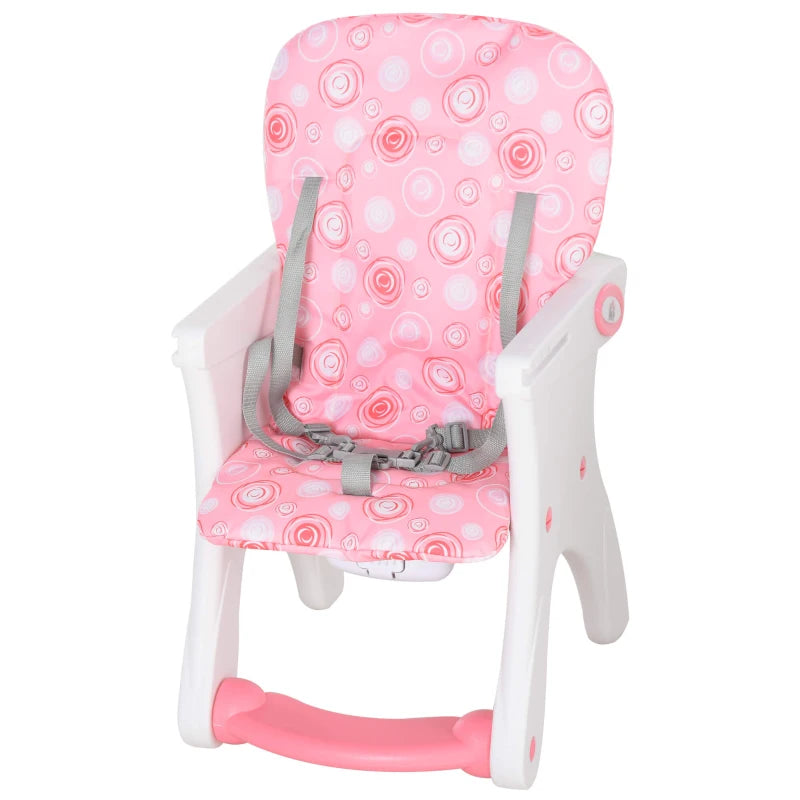 Baby Booster High Chair – 3-in-1 Convertible Pink Seat with Tray for Toddlers