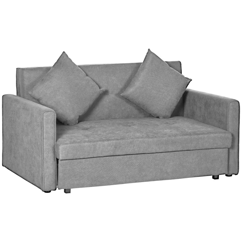 Grey Velvet Loveseat Sofa Bed with Hidden Storage & Cushions
