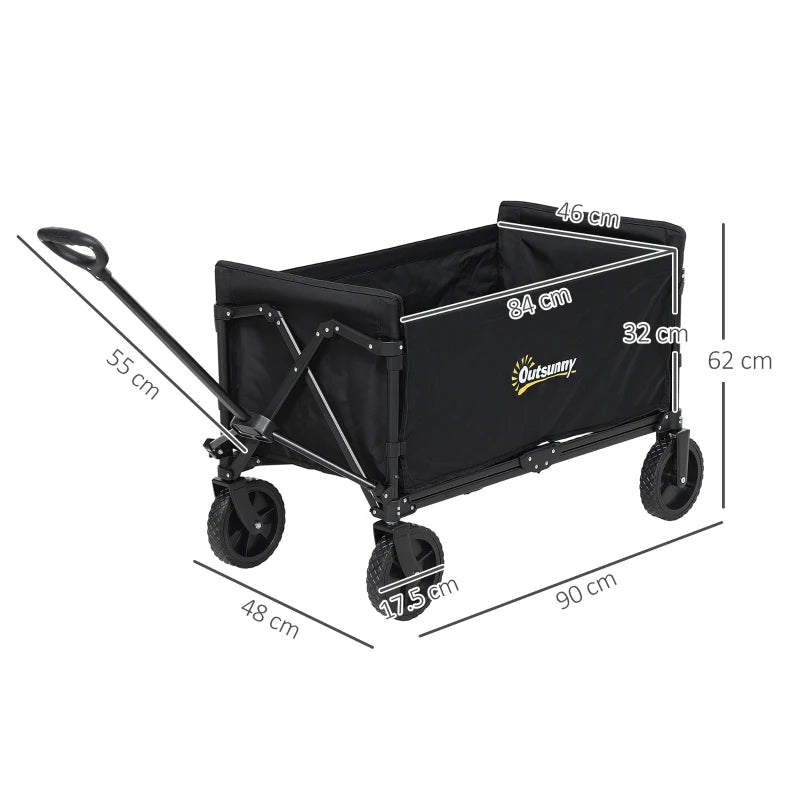Heavy Duty 120L Folding Festival Trolley with Adjustable Handle and Rugged Wheels – Black