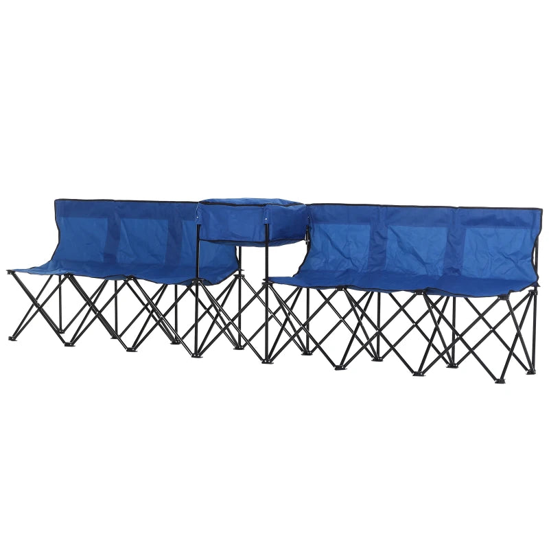6-Seat Folding Sports Bench – Portable with Cooler & Carry Bag