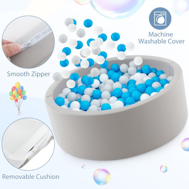 90x30cm Soft Round Ball Pool for Babies & Toddlers with 200 Ocean Balls