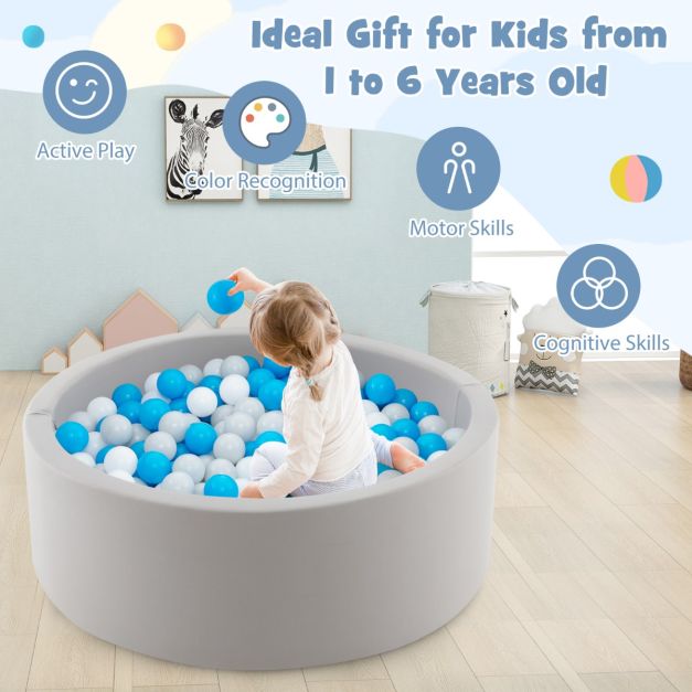 90x30cm Soft Round Ball Pool for Babies & Toddlers with 200 Ocean Balls