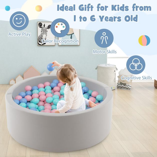 90x30cm Soft Round Ball Pool for Babies & Toddlers with 200 Ocean Balls