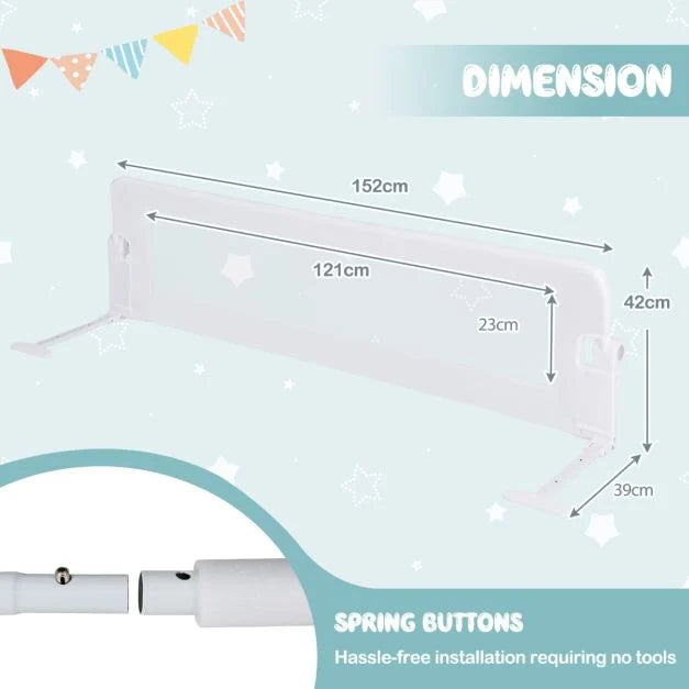 Foldable Toddler Bed Rail with Adjustable Safety Strap