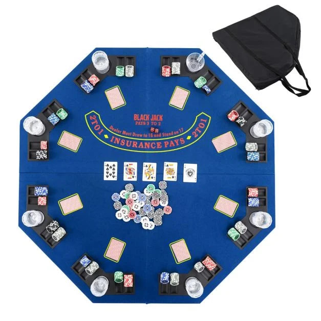 8-Player Foldable Poker Table 120cm with Storage Carry Bag