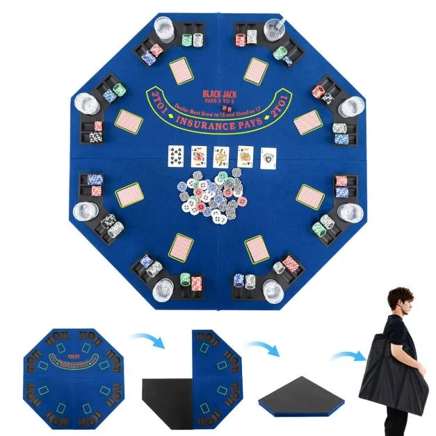 8-Player Foldable Poker Table 120cm with Storage Carry Bag