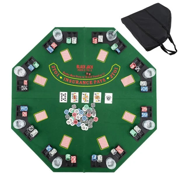 8-Player Foldable Poker Table 120cm with Storage Carry Bag