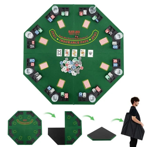 8-Player Foldable Poker Table 120cm with Storage Carry Bag