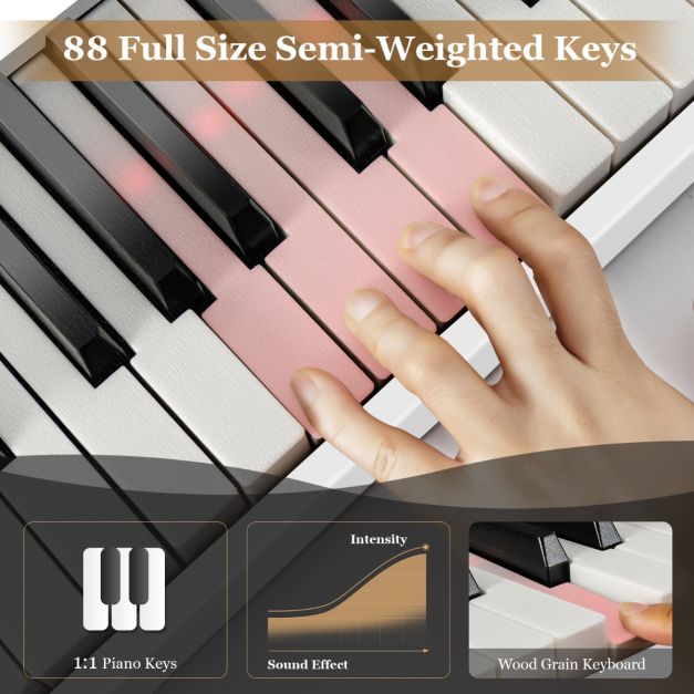 88-Key Folding Electric Piano Keyboard with Full-Size Lighted Keys for Beginners & Kids
