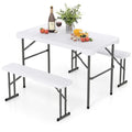 Compact Folding Picnic Table and Benches with Wood Grain Top