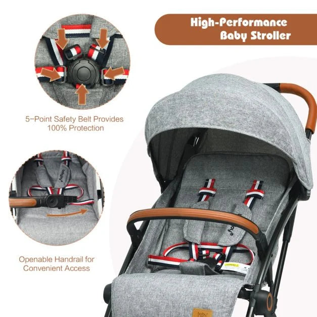 Lightweight Folding Pushchair with Adjustable Backrest and Footrest