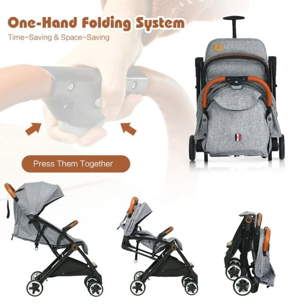 Lightweight Folding Pushchair with Adjustable Backrest and Footrest